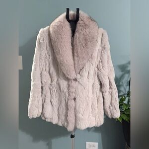Luxurious Rabbit Fur Coat w/ Fox Collar